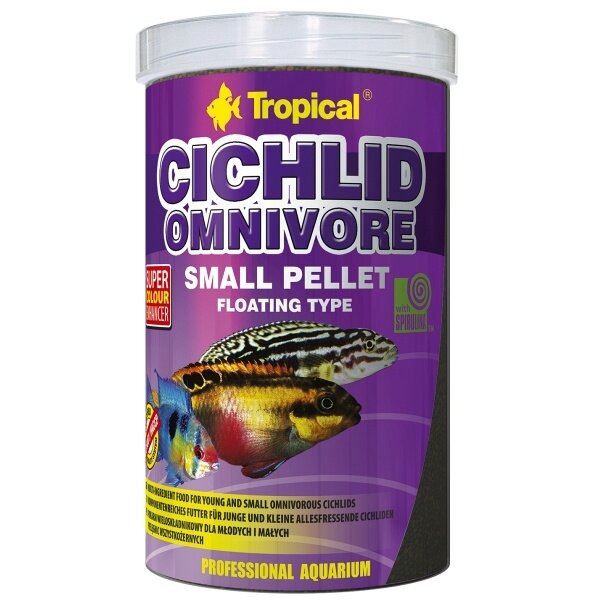 Tropical Cichlid Omnivore Small Pellet Fischfutter – 2,2 L, Für Farbenfrohe & Gesunde Cichliden